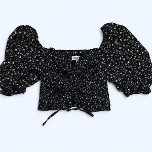 Urban Bliss Floral Milkmaid Crop Top Ruched Puff Sleeves UK 10 US 6